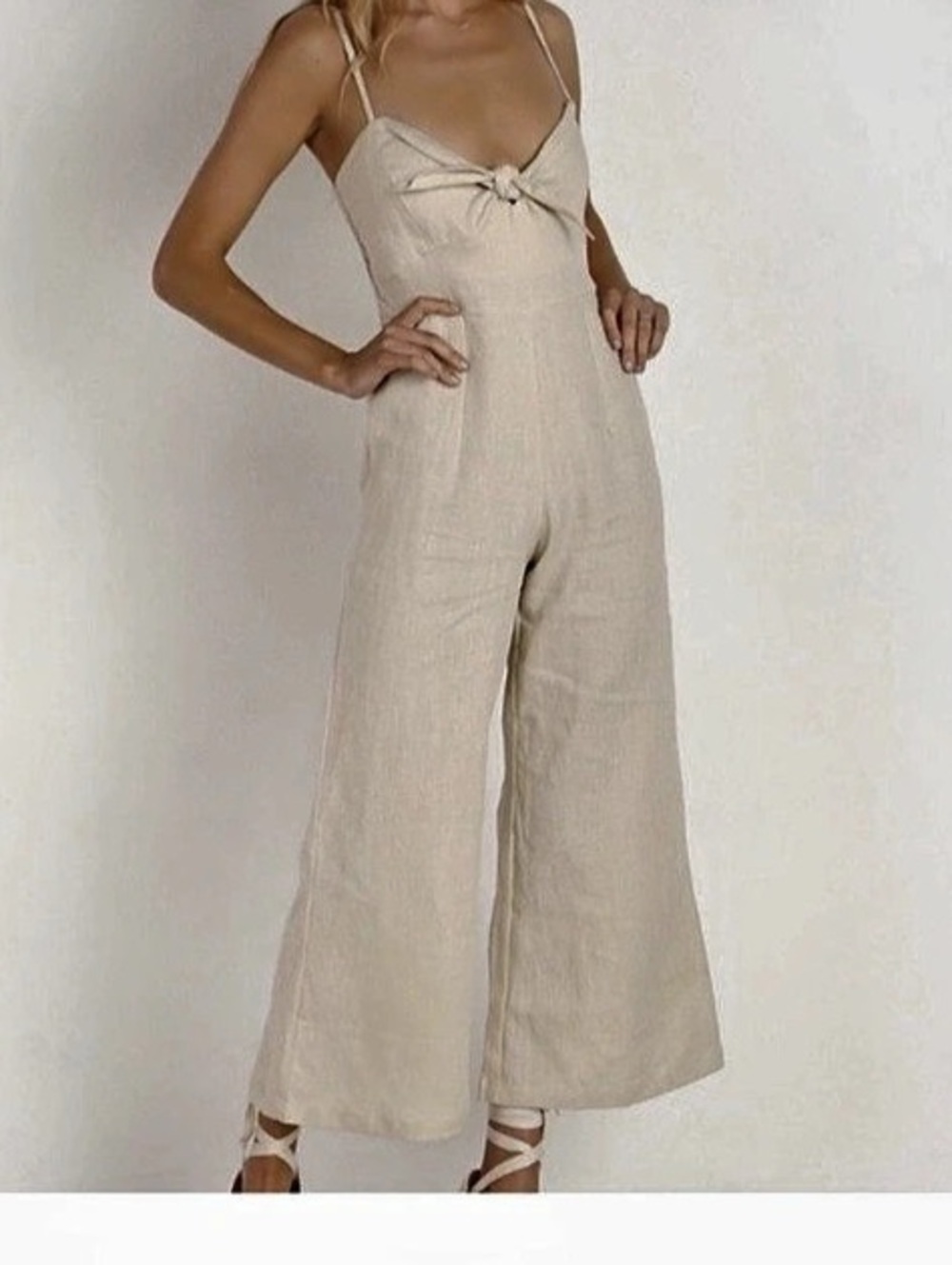 Faithfull the Brand Linen Jumpsuit Cream